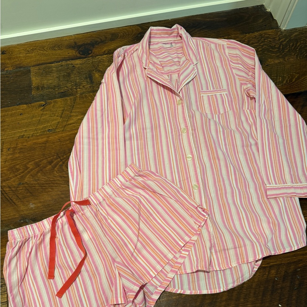 Women’s Striped Pink Cotton Sleepwear Set